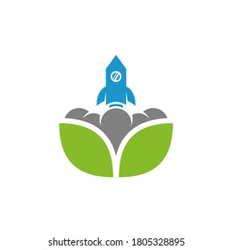 Rocket with leaf logo concept vector, Creative design template, Symbol