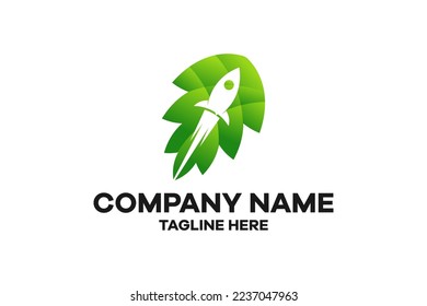 Rocket leaf logo. Modern logo for nature theme with rocket and leaf shape. vector illustration.