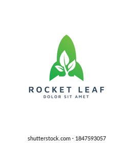 rocket and leaf negative space logo design