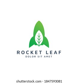 rocket and leaf negative space logo design