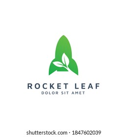 rocket and leaf negative space logo design