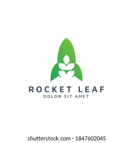 rocket and leaf negative space logo design