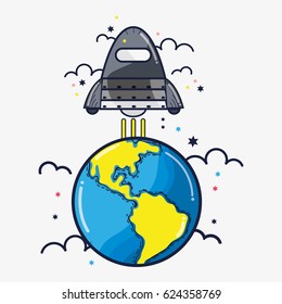 rocket leaving the earth planet to go to space