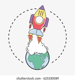 rocket leaving the earth planet to go to space