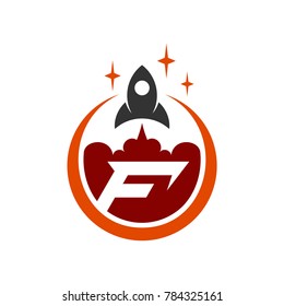 Rocket Letter F Initial Logo