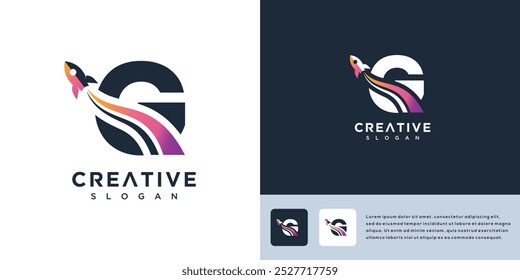 Rocket letter G sign logo vector template illustration	
