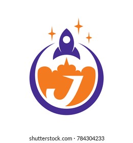 Rocket Letter J Initial Logo Template