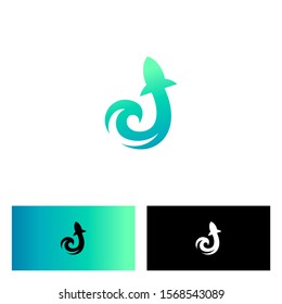  rocket with letter J logo design template