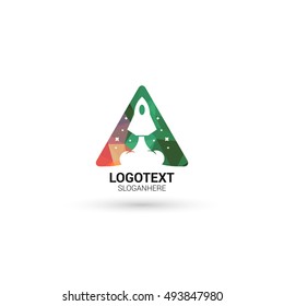 Rocket and Letter A logo
