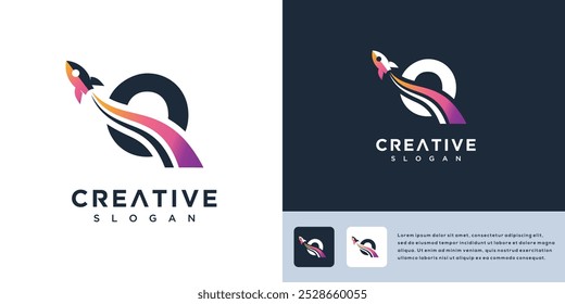 Rocket letter Q sign logo vector template illustration	
