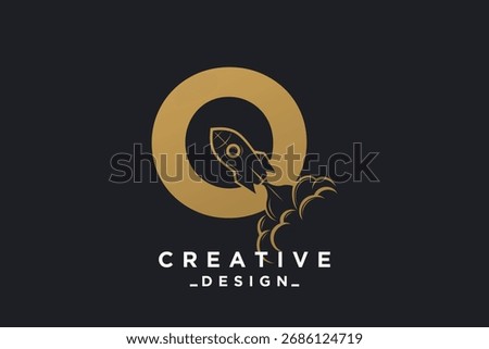 Rocket with letter Q unique logo design Premium Vector