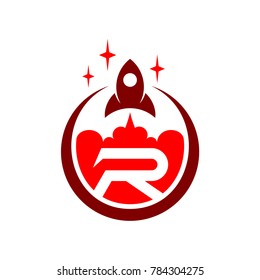 Rocket Letter R Initial Logo Template