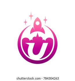 Rocket Letter U Initial Logo Template