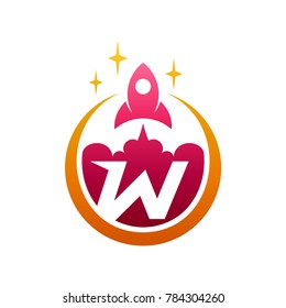 Rocket Letter W Initial Logo Template