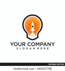 ROCKET AND LIGHT BULB BOOST BUSINESS LOGO