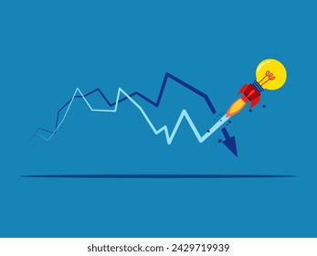 Rocket light bulb flying crashes crisis graph 