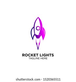 rocket with light color logo template