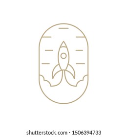 Rocket line art badge logo for multiple business