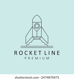 rocket line art icon logo symbol illustration design, flying spaceship design, astronaut space logo