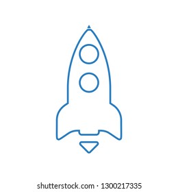 Rocket line art icon vector - blue