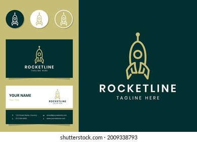 rocket line art logo design and business card