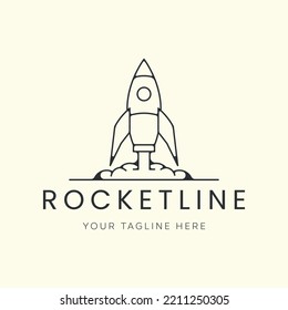 rocket line art logo vector template illustration design
