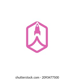 Rocket Line Art Sencillo Moderno Logotipo Vector e Imágenes Estándar