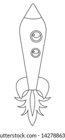 rocket line art, space ship retro style, vector illustration