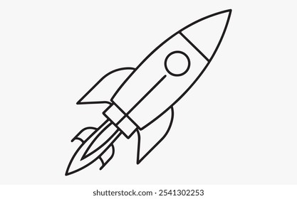 Rocket line art vector icon