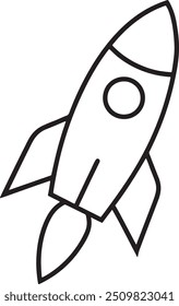 projeto de ilustração de vetor de arte de linha de foguete