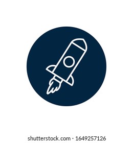 Rocket line block style icon of Space futuristic cosmos outside universe astronomy adventure and exploration theme Vector illustration