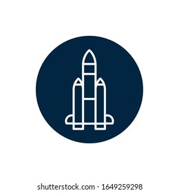 Rocket line block style icon of Space futuristic cosmos outside universe astronomy adventure and exploration theme Vector illustration