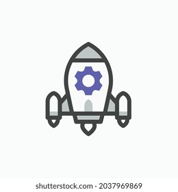 rocket Line colour icon for business website,apps, and many more