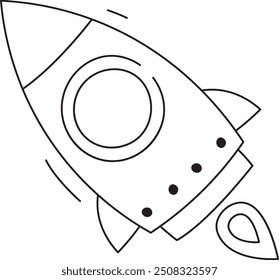 Rocket Line Doodle Vector Illustration