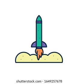 Icono de estilo de relleno de línea de cohetes del cosmos futurista Espacio fuera del universo de la aventura astronómica y el tema de exploración Ilustración vectorial