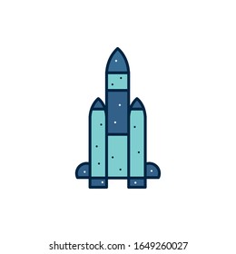 Rocket line fill style icon of Space futuristic cosmos outside universe astronomy adventure and exploration theme Vector illustration