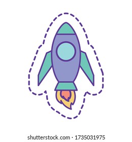 rocket line and fill style icon design, Cute patch expression emoticon and childhood theme Vector illustration