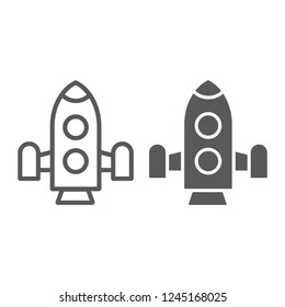 Rocket line and glyph icon, shuttle and astronomy, spaceship sign, vector graphics, a linear pattern on a white background, eps 10.