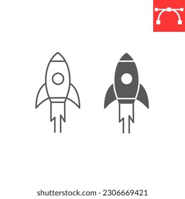 Rocket line and glyph icon, solution and business, startup vector icon, vector graphics, editable stroke outline sign, eps 10.