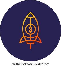 Rocket Line Gradient Icon Design