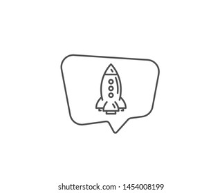 Rocket line icon. Chat bubble design. Spaceship transport sign. Aircraft symbol. Outline concept. Thin line rocket icon. Vector