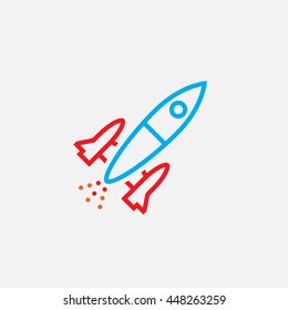 rocket line icon, color outline vector illustration, linear pictogram isolated on white