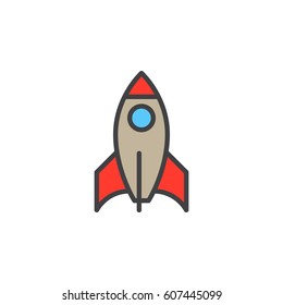 Rocket line icon, filled outline vector sign, linear colorful pictogram isolated on white. Startup symbol, logo illustration. Editable stroke. Pixel perfect