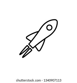 Rocket Line Icon In Flat Style Vector For App, UI, Websites. Black Icon Vector Illustration.