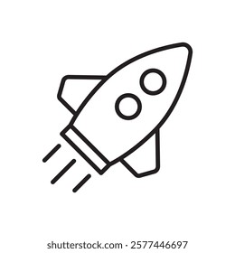 Rocket line icon. Flying rocket icon.