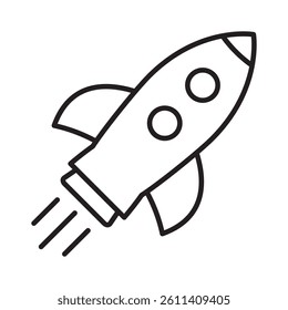 Rocket line icon. Flying rocket line icon.