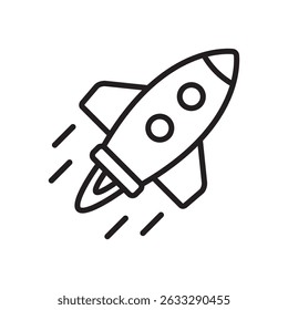 Rocket line icon. Flying rocket line icon.