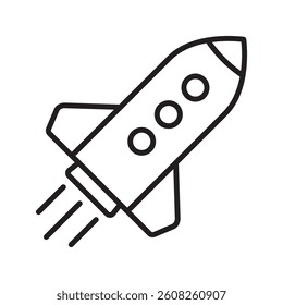 Rocket line icon. Flying rocket line illustration.