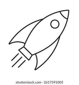 	
Rocket line icon. Flying rocket linear icon.
