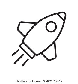 Rocket line icon. Flying rocket outline icon.